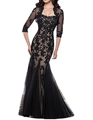 Tulle Lace-Up Applique Mother-of-the-Bride Dress/Prom Dress 