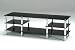 Stylish TV stand (LCD, plasma, ...) in black glass with chrome tubing - Dim 140 x 45 x 43 cm, Weight 30 kgs