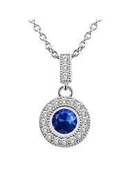 1.29 Ct Round Natural Blue Sapphire 925 Sterling Silver Pendant