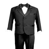 Boys Mini Tuxedo Dress Slacks Set Satin trim Lined Vest  Bowtie  Dress Shirt Infants & Toddlers