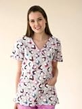 Christmas Penguin Parade Dickies Mock Wrap Scrub Top Winter Holiday Print (XS-2X)