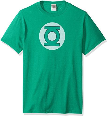 DC Comics Men's Lantern Distressed Logo T-Shirt, Kelly Green, X-Large