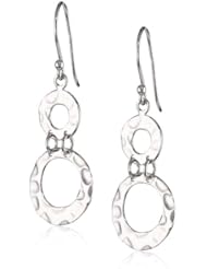 Sterling Silver Hammered Double Circle Drop Earrings