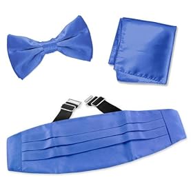 Cornflower Blue Pretied Bow Tie by Elite Solid blue silk cummerbund sets