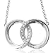 Sterling Silver Two Circle Link Diamond Pendant Necklace (HI, I, 0.13 carat)