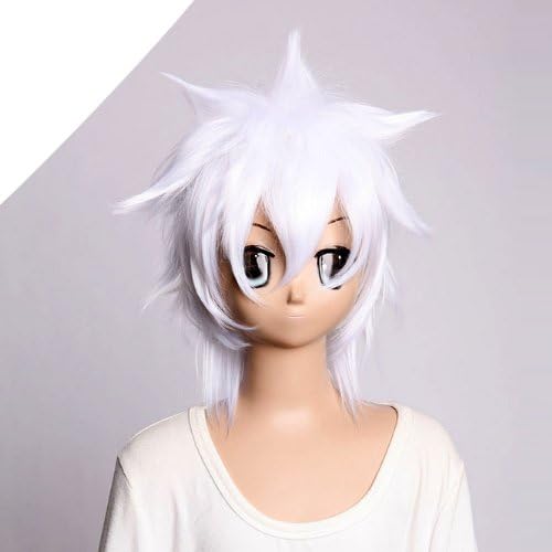 Wigs Cosplay Wig Hunterxhunter Silver White Wig Explosion Wig Half Wig Front Bang Wig Costume Wigs
