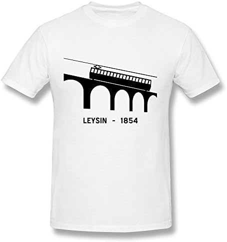 HLHMarket Men's Leysin Cog Train Cotton Round Collar T Shirt L White