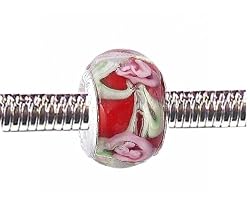 Pandora Style Charm Bead (Z48) Murano Style / Lampwork Glass (14mm x 10mm) (fits Troll too)