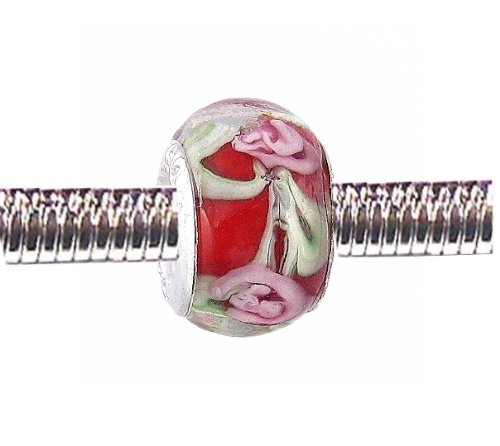 Pandora Style Charm Bead (Z48) Murano Style / Lampwork Glass (14mm x 10mm) (fits Troll too)