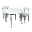Queen Anne Round Table and 2 Chairs - White