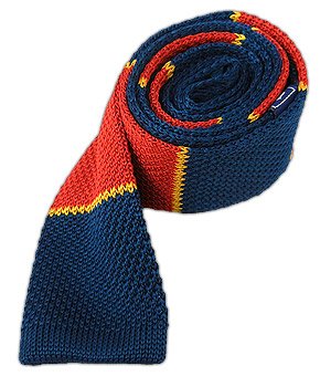 100% Silk Knit Serene Blue and Red Knit School Striped 2