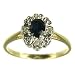 9ct Yellow Gold Ladies Oval Sapphire and Diamond Set Cluster Ring Size M