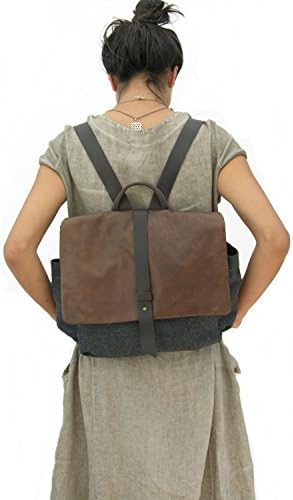 Canvas Backpack Rucksack Schoolbag 13 LAPTOP Backpack Hadmade Leather Bag