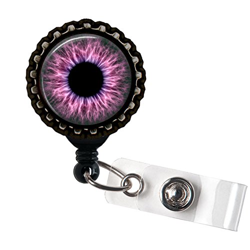 Purple Eyes Optometry Eye Doctor Black Retractable ID Tag Badge Reel