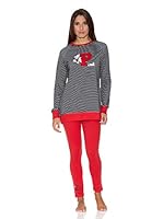 Gisela Pijama Camiseta Y Leggins (Negro / Rojo)