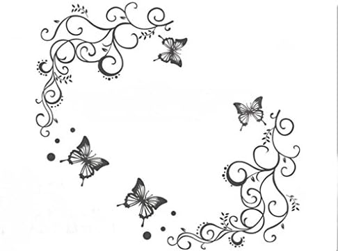 Coluub Home Removable Recycling Wall Sticker (Flower Vine and Butterfly Black)
