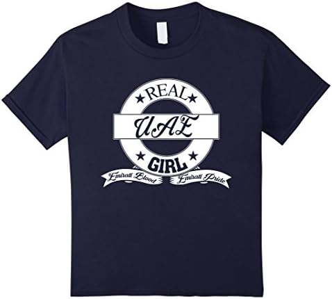Kids Real UAE Girl T-shirt, United Arab Emirates Homeland Shirt 10 Navy