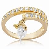 18k Gold Over Sterling Silver Cubic Zirconia Art Deco Ring