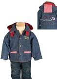Bebini Denim Jacket w/Removable Hood and Camp Theme Embroidery