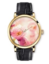 SPRAWL Aanalog Fashion Series Gold Ladies Watches of Genuine Black Leather Strap,Unique Wrist Watch for Women Girls Designed with roses flowers