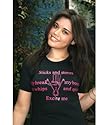 one size 10-14'Sticks and stones may break my bones but whips and spurs excite me' skinni fit tee