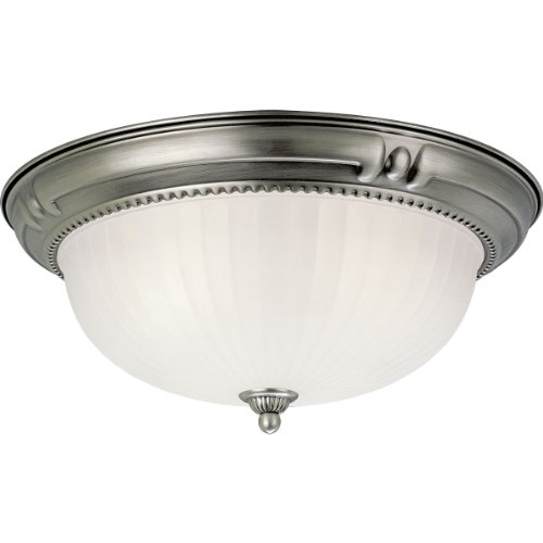 Progress Lighting P3726-81 Close-To-Ceiling Fixture with Etched Ribbed Glass, Antique Nickel