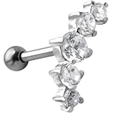 CLEAR - 925 Sterling Silver 5 Gem Cartilage Piercing Earring
