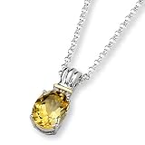 Sterling Silver & 14k Gold Citrine and Diamond Necklace