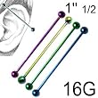 16g Pink Color Titanium Industrial Ball End, 1" 1/2 - Sold as a Pair
