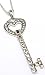 Silver Designer Inspired Pavé Crystal Heart Key Pendant and Necklace