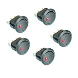 New 5PC Car Truck Rocker Toggle LED Switch Red Light On-Off Control