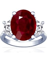 Platinum Oval Cut Ruby Three Stone Ring