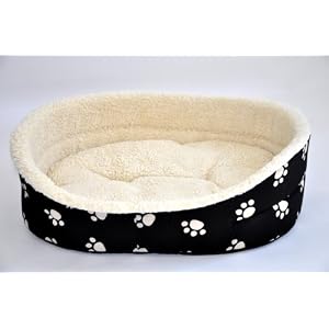 Luxus-Hundebett Gr. XS - 43 x 34 - SCHWARZ mit schickem Pfötchendesign