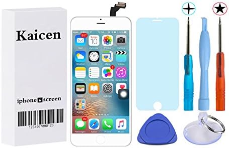 OEM iPhone 6 Screen Replacement LCD Display Touch Screen Digitizer Frame Assembly Full Set with Free Tools and KAICEN Professional Glass Screen Protector for iPhone 6 White 4.7 inches