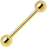 Gold Electro Titanium Barbell Tongue Ring