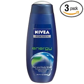 Nivea For Men Energy Body Wash, 16.9-Ounce Bottle (Pack of 3)