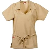 Dickies Medical Uniforms Three Pocket Johnny Collar Mock Wrap Sandwashed Classic Top