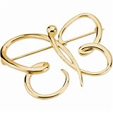 14Kt Yellow Gold Wiry Butterfly Brooch