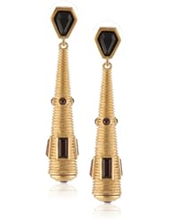 T Tahari "Project 9" Gold and Jet Cone Drop Earrings