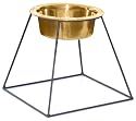 Platinum Pets PSDS32GLD Pyramid Diner Stand with 32-Ounce Stainless Steel Bowl, 24 Karat Gold