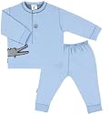 Kushies Unisex-Baby Newborn Let's Play Two Piece Set, Blue, 3 Months