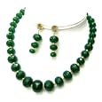 Kelly Green Dyed Jade Necklace and Earrings Set