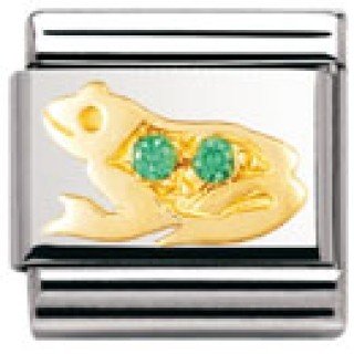 Nomination Comp. Classic TIERE - WASSER Edelstahl, 18K-Gold und Cubic Zirc. (Frosch GRUN)  Preisvergleich