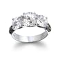Sterling Silver Black and White Cubic Zirconia 3-Stone Ring by Cheline