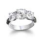 Sterling Silver Black and White Cubic Zirconia 3-Stone Ring by Cheline