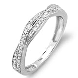 0.33 Carat (ctw) 10K White Gold Round Diamond Anniversary Wedding Band Swirl Matching Ring 1/3 CT