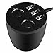 Car Charger, HCE 3 USB Ports Cup Car Charger with 2 Sockets Cigarette Lighter for Apple Android Windows Smartphones Tablets
