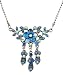 Michal Negrin Necklace with Hand-Painted Flower, Sparkling Blue Swarovski Crystals, Leaves and Featured Elements Michal Negrin Necklace with Hand-Painted Flower, Sparkling Blue Swarovski Crystals, Leaves and Featured Elements