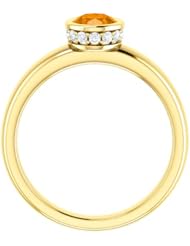 10K Yellow Gold 7.00x5.00mm Oval Cut Spessartite Garnet and Diamond Ring -- LIFETIME WARRANTY