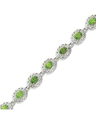 Sterling Silver Peridot Filigree Bracelet - 7 Inch